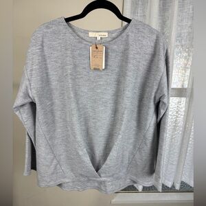 NWT Pink Adobe Crossover Sweater, Large, Grey Womens Pullover